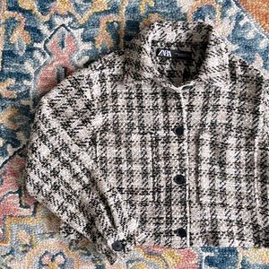 NWT ✨ Zara Tweed Plaid Crop Jacket